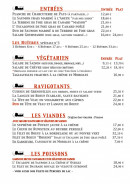 Menu La Diligence - Les entrées, plat végétarien, ravigotants...