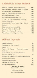 Carte et menu de Le Palais de Jade à Saint Julien en Genevois — Les spécialités faites maison et délices Japonais