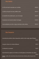 Carte et menu de Restaurant de la place Thairy à Saint Julien en Genevois — Les plats et desserts