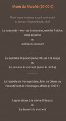 Carte et menu de Restaurant de la place Thairy à Saint Julien en Genevois — Le menu à 29€