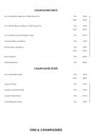 Menu La Folie Douce - Les champagnes,...