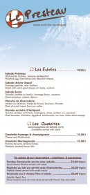 Menu Le Presteau - Les entrées et omelettes 