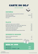 Menu PlanB Living - La carte du déjeuner