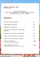 Menu Le Flore - Le menu enfant et desserts