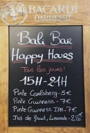 Menu Bali Bar - Le happy hour