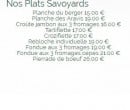 Menu Chez Bruno - Plats savoyards