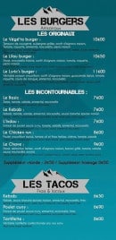 Menu Lyric's Food - Les burgers et tacos