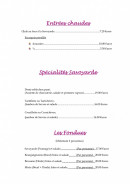 Carte et menu de Auberge du Pont de Bonlieu à Sallenoves — Les entrées chaudes, fondues, ...
