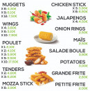 Menu Chicken's - Les nuggets, wings, poulet...