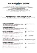 Carte et menu de Restaurant Le Tire-Fesses à Les Carroz d'Arraches — Les burgers et rostis
