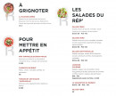 Menu Le Republic - Les salades et plats