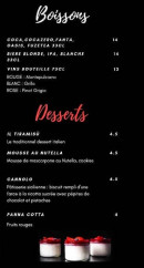 Menu Maestro - Les boissons et desserts