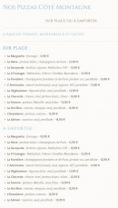 Carte et menu de La Taverne d'Ici et D'ailleurs à La Chapelle d'Abondance — Les pizzas