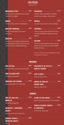 Menu Tribeca Bistro - Pizzas, poissons et viandes