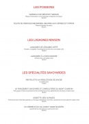 Menu La Moraine - les poissons et lasagnes,..