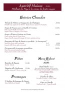 Menu Le Monchu - Entrées chaudes, pâtes, fromages, ...