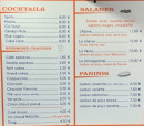 Menu Le Zilda - Les cocktails, salades et paninis,...