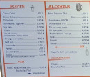 Menu Le Zilda - Les softs, alcool et vins,...