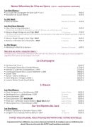 Menu Confins des Sens - Les vins au verres, champagnes,...