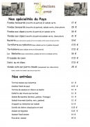 Menu La Croix St Maurice - Les spécialités et entrées