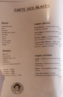 Menu Chez Antoine - Les glaces