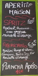 Menu L'Oranger - Apéritif et planche apéro