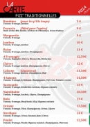 Menu Pizz' & Co - Les pizzas traditionnelles