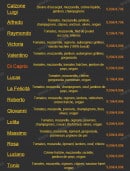 Menu Pizza Felicita - Les pizzas(suite)