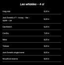 Menu L'Efferves'Sens - Les whiskies