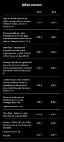 Menu L'Efferves'Sens - Les bières pression