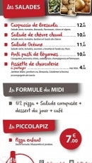 Carte et menu de Café de l’usine à Saint Pierre en Faucigny — Les salades, formule du midi et piccolapiz
