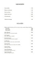 Menu Cardinalin - Les desserts et glaces