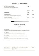 Menu Cardinalin - Les salades, burgers, ...