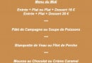 Menu Bistrot Richelieu - Le menu du midi