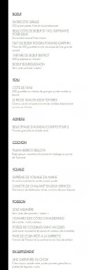 Menu L'Escargot Montorgueil - Bœuf, veau, agneau,...