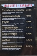 Menu Le Festival - Les baguette et ciabatta