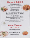 Menu Royale d'Asie - Les menus 8.2 € et menus vapeurs