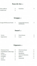 Menu Siena - Les eaux de vies, grappa et liqueurs, ...