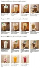 Menu Starbucks coffee - Les frappuccinos