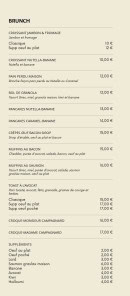 Menu Bistrot Gisèle - Brunch