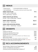 Menu Dochilak - Les menus, desserts et accompagnements