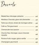 Menu Paillettes - Les desserts
