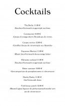 Menu Jackpot - Les cocktails