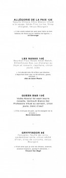 Menu Le Mary Celeste - Les cocktails page 4