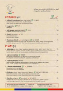 Menu Bap Bar - Entrées et plats