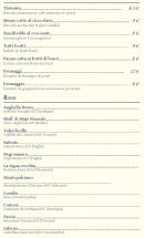 Menu Le Rusti - Les desserts et vins