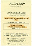Menu Allo Cury - carte et menu Allo Cury Paris 5