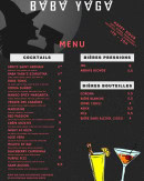 Menu Baba Yaga - Les cocktails et bières
