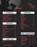 Menu Baba Yaga - Les planches, boissons et cafés,...