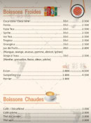 Menu Buffet à volonté broca - Les boissons froides et  boissons chaudes